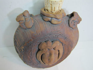 Folk Art Face Jug Canteen Decorative Arts Pottery Unusual Artwork