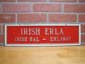 IRISH ERLA Racehorse Barn Stall Sign Racing Horse IRISH HAL - ERLAWAY