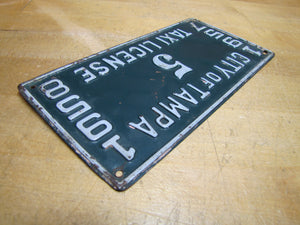 1950s CITY OF TAMPA TAXI LICENSE 1957 1958 Embossed Metal Auto Truck Sign Plate