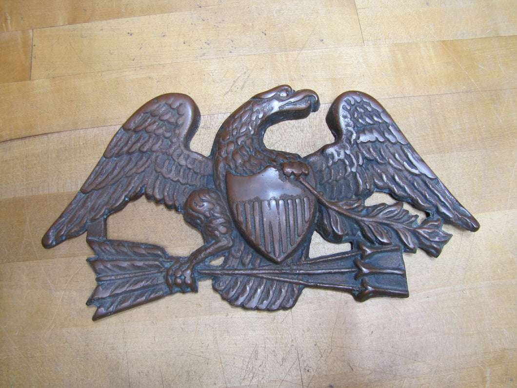 Eagle Old Decorative Arts Bronze Wash Cast Iron Bird Shield Arrows Sign Plaque
