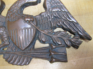 Eagle Old Decorative Arts Bronze Wash Cast Iron Bird Shield Arrows Sign Plaque