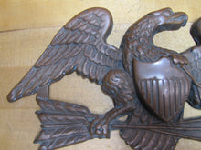 Load image into Gallery viewer, Eagle Old Decorative Arts Bronze Wash Cast Iron Bird Shield Arrows Sign Plaque
