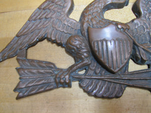 Eagle Old Decorative Arts Bronze Wash Cast Iron Bird Shield Arrows Sign Plaque