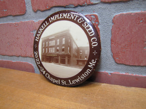 HASKELL IMPLEMENT & SEED CO LEWISTON MAINE Original Old Advertising Sign Mirror