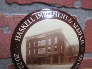 HASKELL IMPLEMENT & SEED CO LEWISTON MAINE Original Old Advertising Sign Mirror