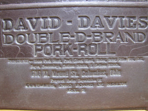 DAVID DAVIES DOUBLE D BRAND PORK ROLL Columbus Ohio Old Advertising Panel Sign