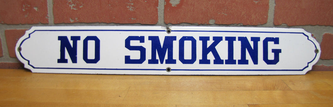 NO SMOKING Original Old Porcelain Sign Subway Railroad Mine Gas Station Shop Ad