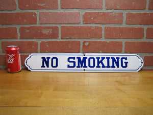 NO SMOKING Original Old Porcelain Sign Subway Railroad Mine Gas Station Shop Ad