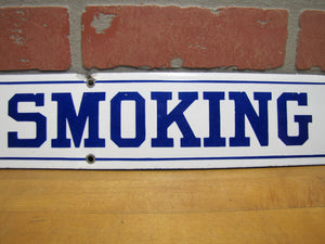 NO SMOKING Original Old Porcelain Sign Subway Railroad Mine Gas Station Shop Ad