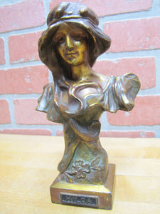 HILDA Antique Art Nouveau Beautiful Maiden Decorative Arts Statue Bust