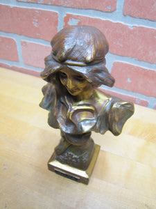 HILDA Antique Art Nouveau Beautiful Maiden Decorative Arts Statue Bust