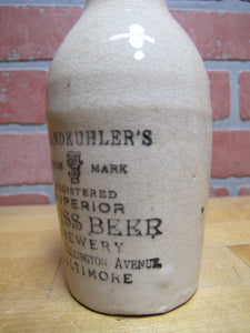 F SANDKUHLER'S SUPERIOR WEISS BEER BREWERY BALTIMORE Antique Stoneware Bottle Md