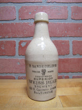 Load image into Gallery viewer, F SANDKUHLER&#39;S SUPERIOR WEISS BEER BREWERY BALTIMORE Antique Stoneware Bottle Md
