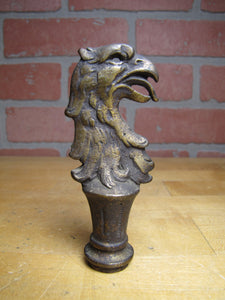 EAGLE Old Brass Decorative Arts Figural Birds Head Tongue Out Feathers Finial