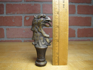 EAGLE Old Brass Decorative Arts Figural Birds Head Tongue Out Feathers Finial