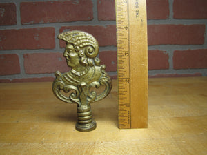 Gladiator Warrior Mans Bust Old Brass Decorative Arts Figural Finial Hardware