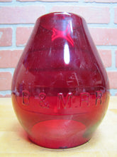 Load image into Gallery viewer, B&amp;M RR BOSTON MAINE Railroad Lantern Light Lamp Deep Red Embossed Glass Globe
