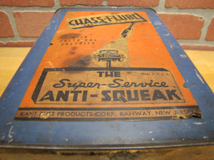 CHASS-I-LUBE SUPER-SERVICE ANTI-SQUEAK Original Old Oil Can KANT RUST RAHWAY NJ