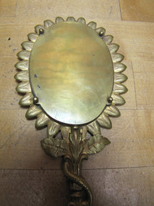 Serpent Snake Leaves Antique Decorative Arts Hand Mirror Ornate Bevel Edge Glass