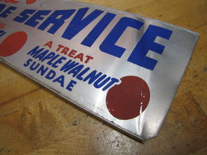 POLES TOPMOST SUNDAE SERVICE Original Old Ice Cream Store Display Ad Sign