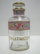 Load image into Gallery viewer, TOILET WATER Antique Perfume Glass Bottle Hand Painted Ornate Detailing Flowers
