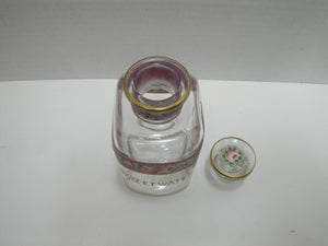 TOILET WATER Antique Perfume Glass Bottle Hand Painted Ornate Detailing Flowers