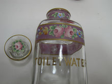 Load image into Gallery viewer, TOILET WATER Antique Perfume Glass Bottle Hand Painted Ornate Detailing Flowers
