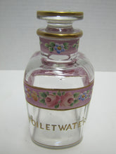 Load image into Gallery viewer, TOILET WATER Antique Perfume Glass Bottle Hand Painted Ornate Detailing Flowers
