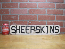 Load image into Gallery viewer, SHEEP-SKINS Old Double Sided Wooden Advertising Sign Wood Sheepskins Store Shop
