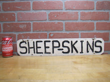 Load image into Gallery viewer, SHEEP-SKINS Old Double Sided Wooden Advertising Sign Wood Sheepskins Store Shop
