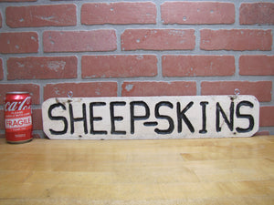 SHEEP-SKINS Old Double Sided Wooden Advertising Sign Wood Sheepskins Store Shop