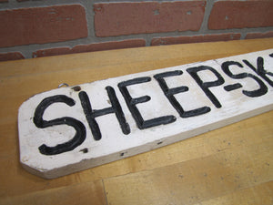 SHEEP-SKINS Old Double Sided Wooden Advertising Sign Wood Sheepskins Store Shop