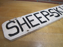 Load image into Gallery viewer, SHEEP-SKINS Old Double Sided Wooden Advertising Sign Wood Sheepskins Store Shop
