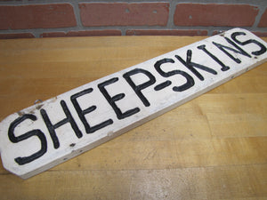 SHEEP-SKINS Old Double Sided Wooden Advertising Sign Wood Sheepskins Store Shop