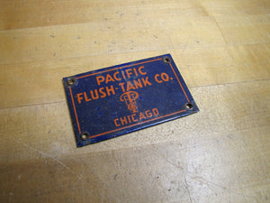 PACIFIC FLUSH TANK Co CHICAGO Original Old Porcelain Sign Sewage Sewar Waste Ad