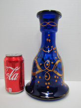 Load image into Gallery viewer, Cobalt Blue Glass Perisan Portrait Vase Decanter Pitcher Hookah Ornate
