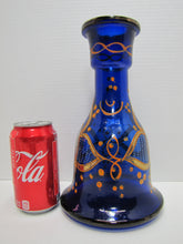 Load image into Gallery viewer, Cobalt Blue Glass Perisan Portrait Vase Decanter Pitcher Hookah Ornate
