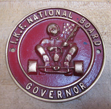 Load image into Gallery viewer, IKF INTERNATION KART FEDERATION NATIONAL BOARD GOVERNOR Old Embossed Brass Sign
