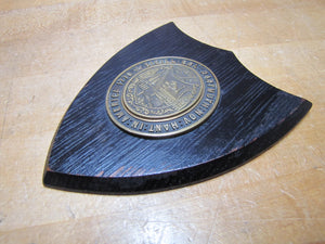 DARTMUTH College Original Old Bronze Medallion Wooden Plaque Crest Ornate