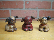 Load image into Gallery viewer, 3 Antique Cast Iron Fido Dog Paperweights Small Decorative Desk Shelf Art Statue
