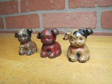Load image into Gallery viewer, 3 Antique Cast Iron Fido Dog Paperweights Small Decorative Desk Shelf Art Statue
