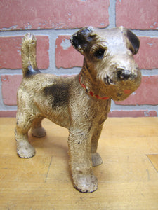 WIRE FOX TERRIER PUP Antique Cast Iron Dog Doorstop Decorative Art Statue