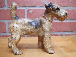 WIRE FOX TERRIER PUP Antique Cast Iron Dog Doorstop Decorative Art Statue