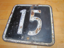 Load image into Gallery viewer, 15 Original Old Embossed Steel Sign Industrial Shop MPH Safety Marker Patina
