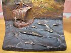 SPIRIT OF ST LOUIS and VIKING SHIP Original Old Commemorative Cast Iron Bookends