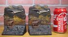 SPIRIT OF ST LOUIS and VIKING SHIP Original Old Commemorative Cast Iron Bookends