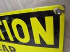 CAUTION EAR PROTECTION AREA Orig Old Porcelain Sign STANDARD Co CLEVELAND Ohio