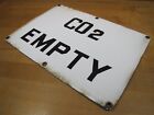 CO2 EMPTY Old Black White Porcelain Sign Industrial Plant Gas Station Safety Ad