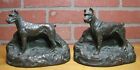 Dog Landscape Antique Bronze Clad Bookends Decorative Art Statues