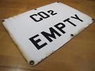 CO2 EMPTY Old Black White Porcelain Sign Industrial Plant Gas Station Safety Ad